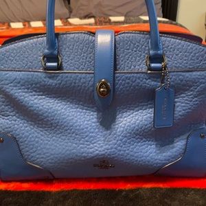 Blue leather coach purse
